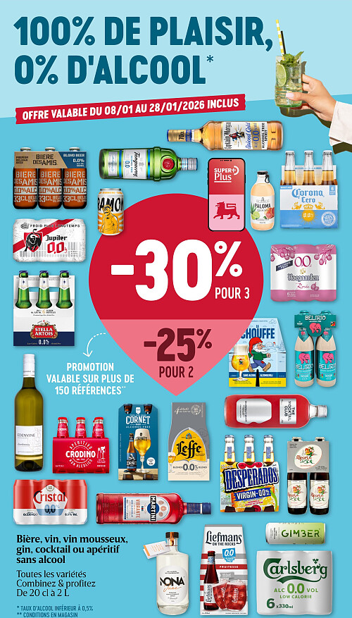 Bière, vin, vin mousseux, gin, cocktail ou apéritif sans alcool