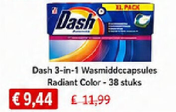 Dash 3-in-1 Wasmiddccapsules Radiant Color -38 stuks