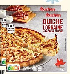 Quiche lorraine à la crème fraîche surgelée Auchan