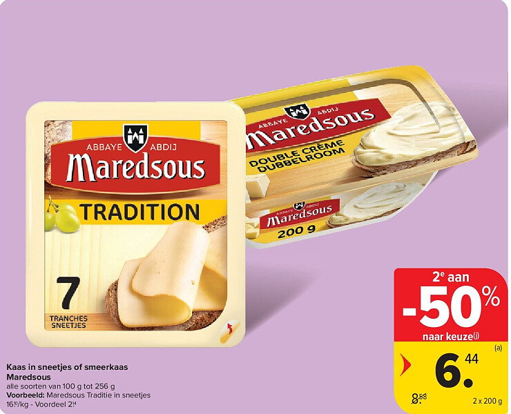 Kaas in sneetjes of smeerkaas Maredsous
