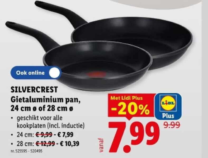 Gietaluminium pan, 24 cm of 28 cm e