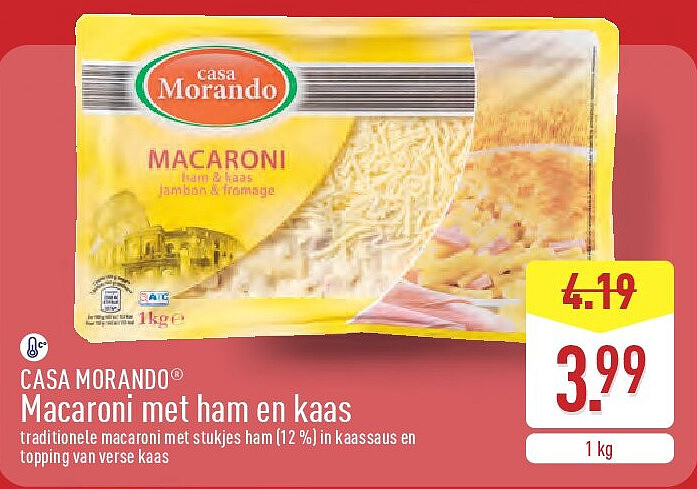 Macaroni met ham en kaas