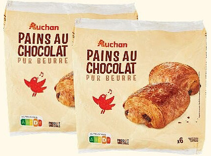 Pains au chocolat pur beurre surgelés Auchan
