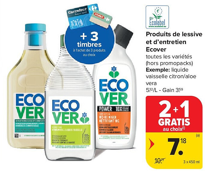 Produits de lessive et d’entretien Ecover 3 x 450 ml