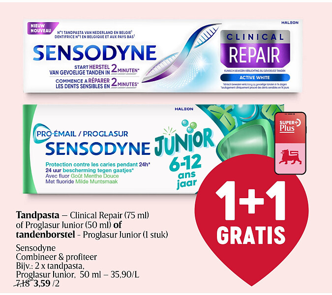Tandpasta – Clinical Repair (75 ml) of Proglasur Junior (50 ml) of tandenborstel - Proglasur Junior (1 stuk)