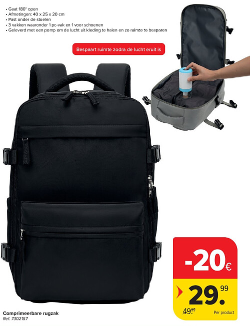 Comprimeerbare rugzak