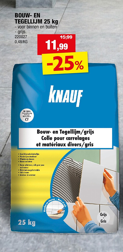 BOUW- EN TEGELLIJM 25 kg