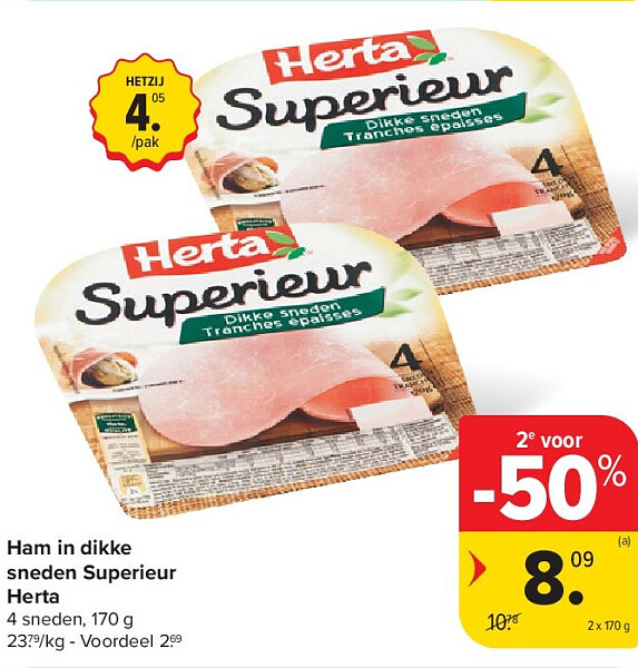 Ham in dikke sneden Superieur Herta
