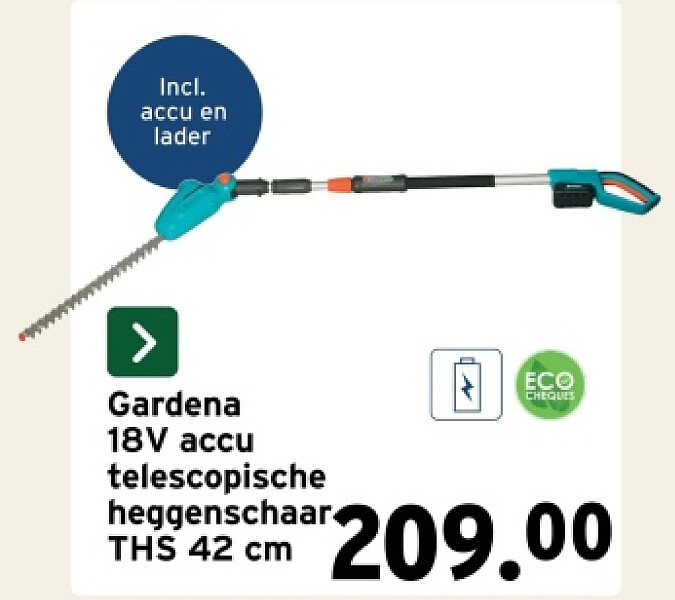Gardena 18V accu telescopische heggenschaar THS 42 cm