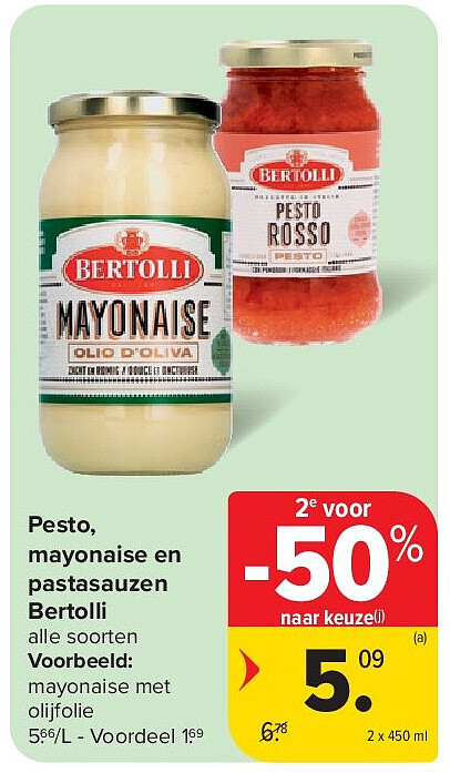 Pesto, mayonaise en pastasauzen Bertolli