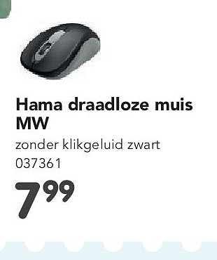 Hama draadloze muis MW zonder klikgeluid zwart 037361