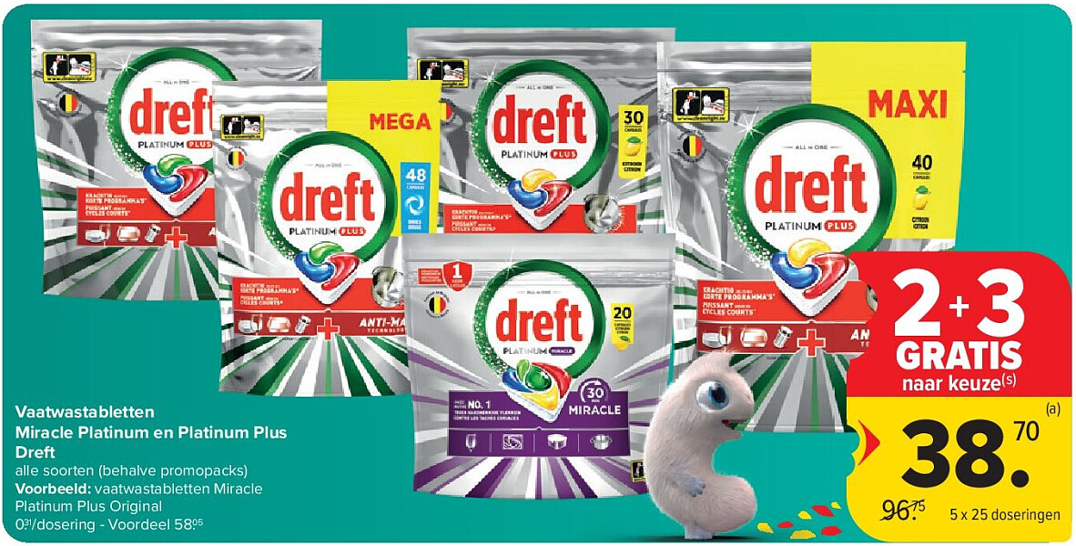 Vaatwastabletten Miracle Platinum en Platinum Plus Dreft