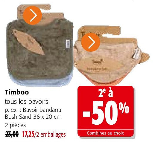 Timboo Bavoir bandana Bush-Sand 36 x 20 cm 2 pièces