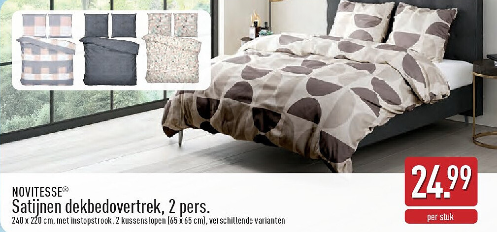 Satijnen dekbedovertrek, 2pers.