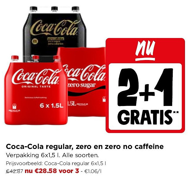 Coca-Cola regular, zero en zero no caffeine