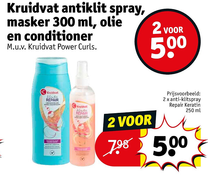 Kruidvat antiklit spray, masker 300 ml, olie en conditioner