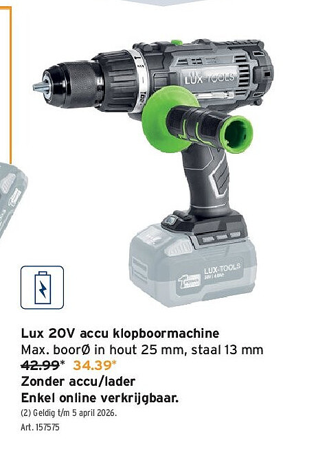 Lux 20V accu klopboormachine