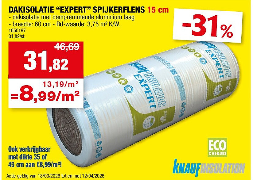DAKISOLATIE “EXPERT” SPIJKERFLENS 15 cm