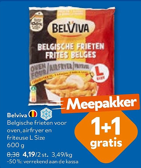 Belviva Belgische frieten voor oven, airfryer en friteuse L Size 600 g