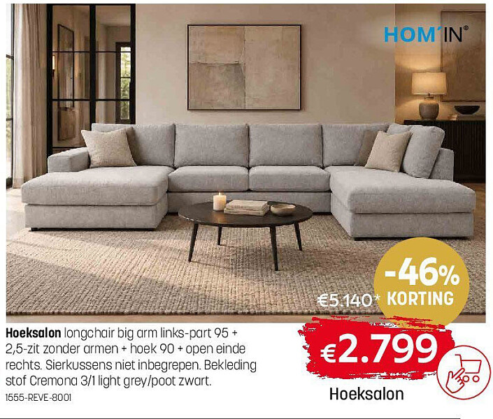 Hoeksalon longchair big arm links-part 95 +