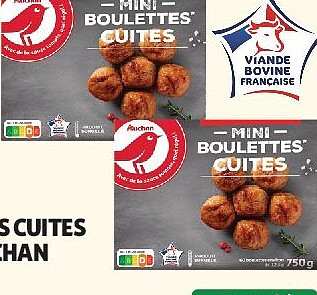 Mini boulettes cuites surgelées Auchan