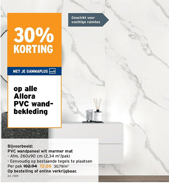 PVC wandpaneel met marmer mat