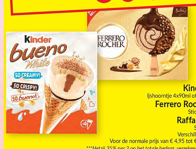 Kinder, Ferrero Rocher en Raffaello ijs
