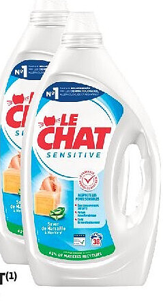 Lessive liquide Sensitive Le Chat, 38 lavages (1,71 l)
