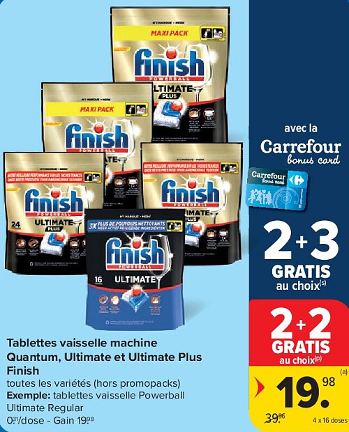 Tablettes vaisselle machine Quantum, Ultimate et Ultimate Plus Finish
