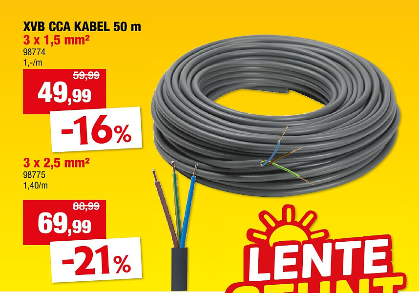 XVB CCA KABEL 50 m 3 x 1,5 mm²