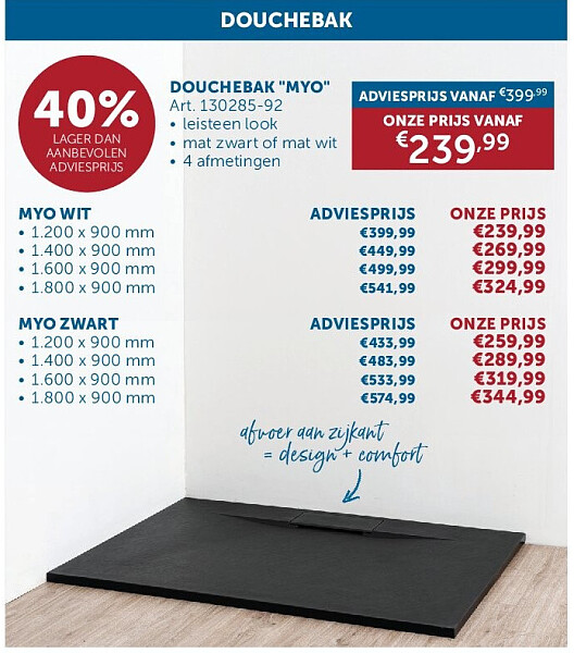 DOUCHEBAK "MYO" 1.200 x 900 mm