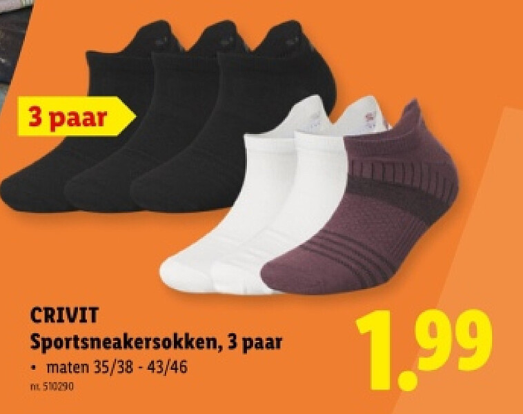 Sportsneakersokken, 3 paar