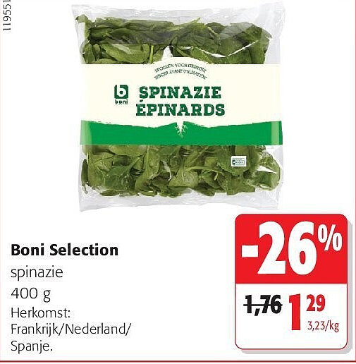 Boni Selection spinazie 400 g