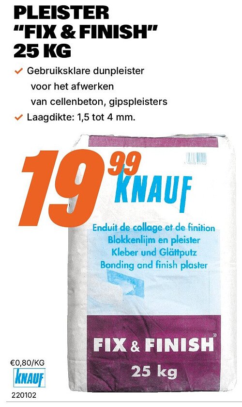 PLEISTER “FIX & FINISH” 25 KG