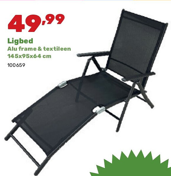 Ligbed Alu frame & textileen 145x95x64 cm