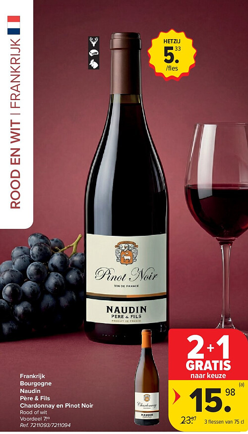 Frankrijk Bourgogne Naudin Père & Fils Chardonnay en Pinot Noir