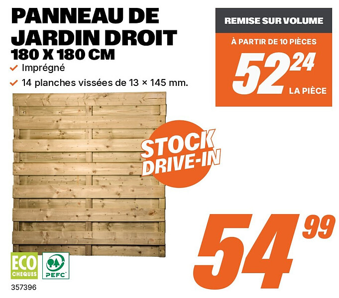PANNEAU DE JARDIN DROIT 180 X 180 CM