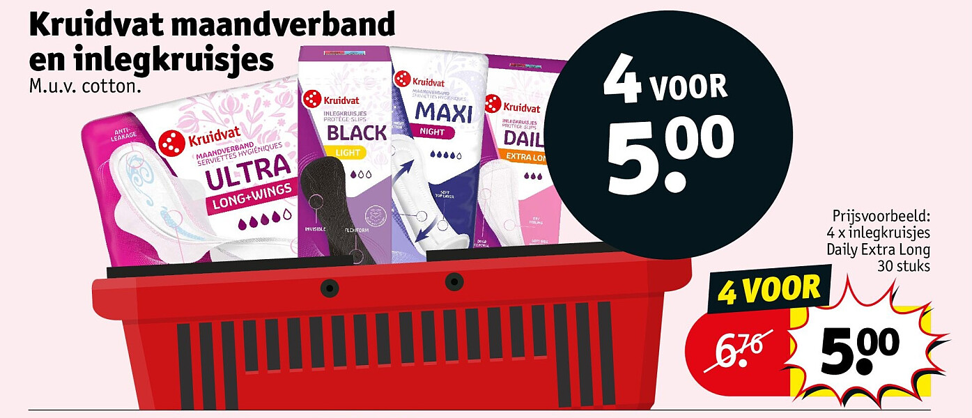Kruidvat maandverband en inlegkruisjes