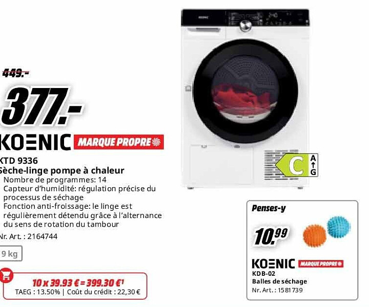 KTD 9336 Sèche-linge pompe à chaleur