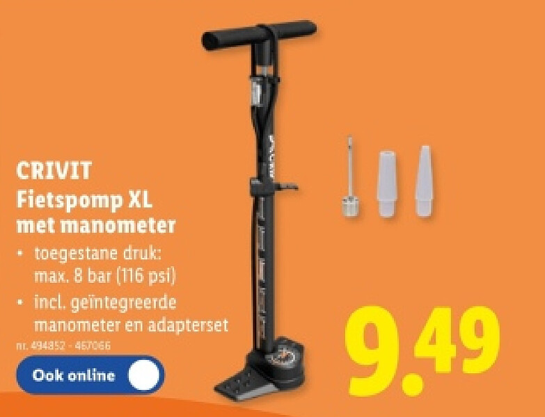 Fietspomp XL met manometer