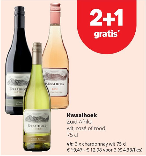 Kwaaihoek chardonnay wit 75 cl