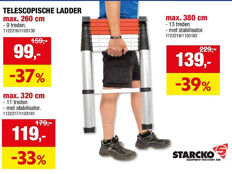 TELESCOPISCHE LADDER max. 260 cm