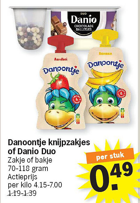Danoontje knijpzakjes of Danio Duo