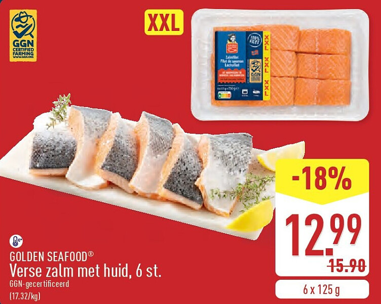 Verse zalm met huid, 6st.