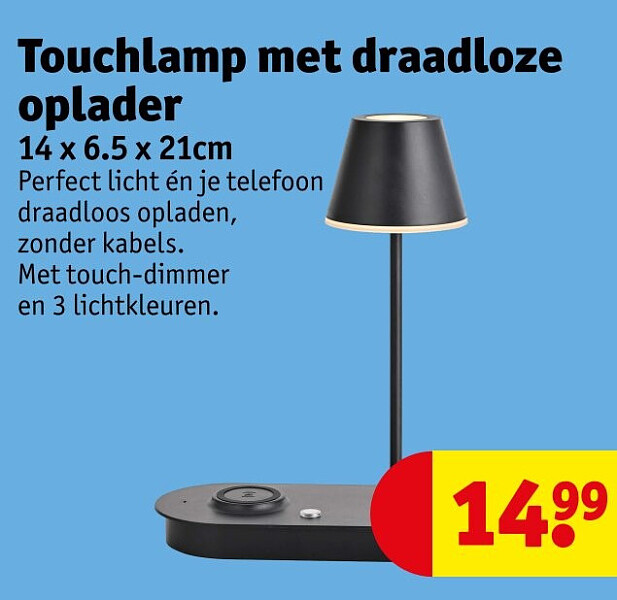 Touchlamp met draadloze oplader