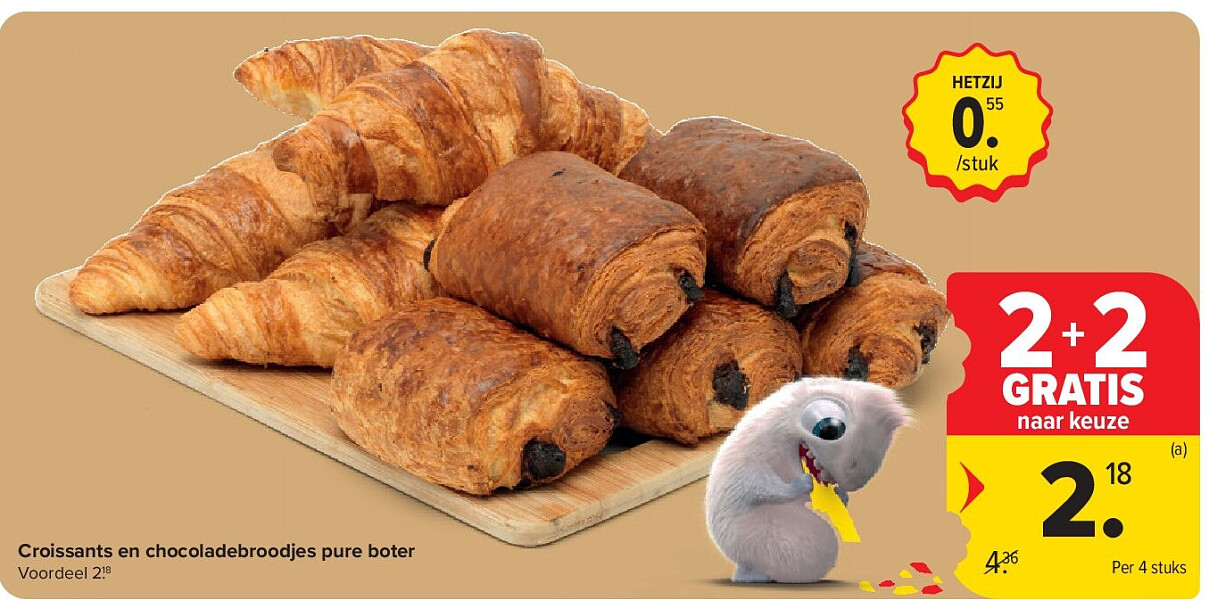 Croissants en chocoladebroodjes pure boter