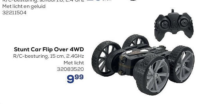 Stunt Car Flip Over 4WD R/C-besturing, 15 cm, 2.4GHz Met licht