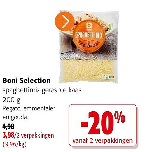 Boni Selection spaghettimix geraspte kaas 200 g