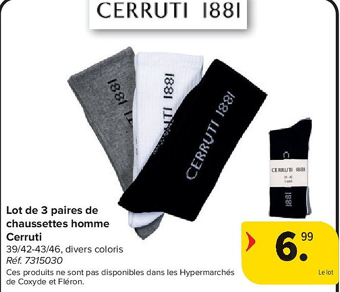 Lot de 3 paires de chaussettes homme Cerruti
