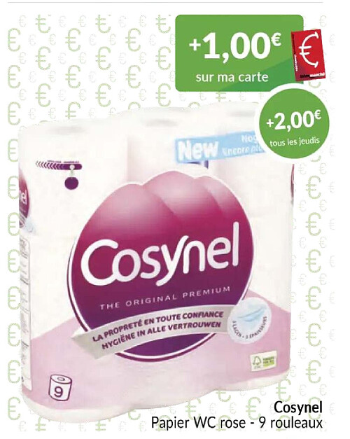 Cosynel Papier WC rose - 9 rouleaux
